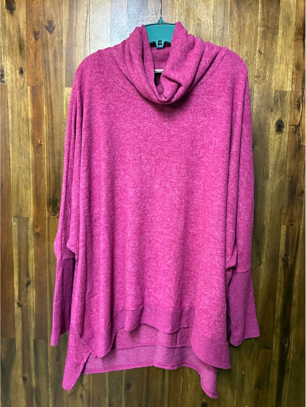 Zenana XL Hot Pink Cowl Neck Oversized Tunic Sweater Cozy Boho Slouchy Top
